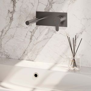 Brauer Edition 5-NG-004-S4 inbouw wastafelmengkraan met rechte uitloop en afdekplaat model D1 RVS geborsteld PVD