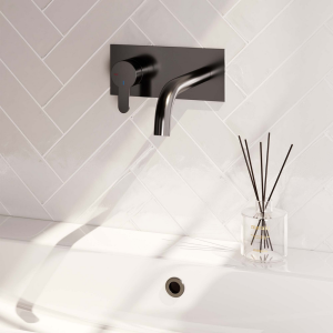 Brauer Edition 5-GM-083-B4 inbouw wastafelmengkraan met gebogen uitloop en afdekplaat model D2 gunmetal geborsteld PVD