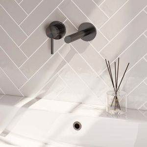 Brauer Edition 5-GM-083-S2-65 inbouw wastafelmengkraan met rechte uitloop en rozetten model A2 gunmetal geborsteld PVD