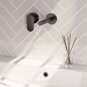 Brauer Edition 5-GM-083-S3-65 inbouw wastafelmengkraan met rechte uitloop en rozetten model C2 gunmetal geborsteld PVD