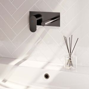 Brauer Edition 5-GM-083-S3 inbouw wastafelmengkraan met rechte uitloop en afdekplaat model C2 gunmetal geborsteld PVD