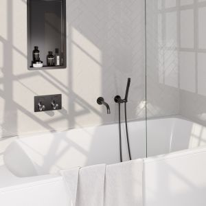 Brauer Edition 5-GM-210 thermostatische inbouw badkraan met drukknoppen SET 03 gunmetal geborsteld PVD