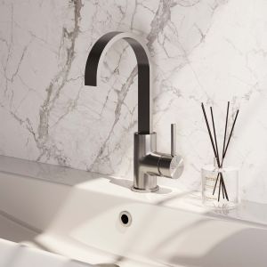 Brauer Edition 5-NG-003-S3 hoge opbouw wastafelmengkraan met draaibare platte uitloop model A RVS geborsteld PVD