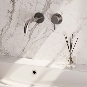 Brauer Edition 5-NG-004-B1-65 inbouw wastafelmengkraan met gebogen uitloop en rozetten model E1 RVS geborsteld PVD