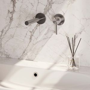 Brauer Edition 5-NG-004-S2-65 inbouw wastafelmengkraan met rechte uitloop en rozetten model A1 RVS geborsteld PVD