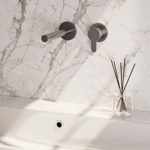 Brauer Edition 5-NG-004-S4-65 inbouw wastafelmengkraan met rechte uitloop en rozetten model D1 RVS geborsteld PVD