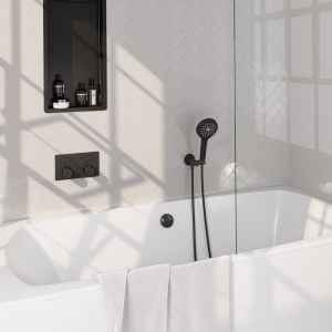 Brauer Edition 5-S-209 thermostatische inbouw badkraan met drukknoppen SET 04 mat zwart